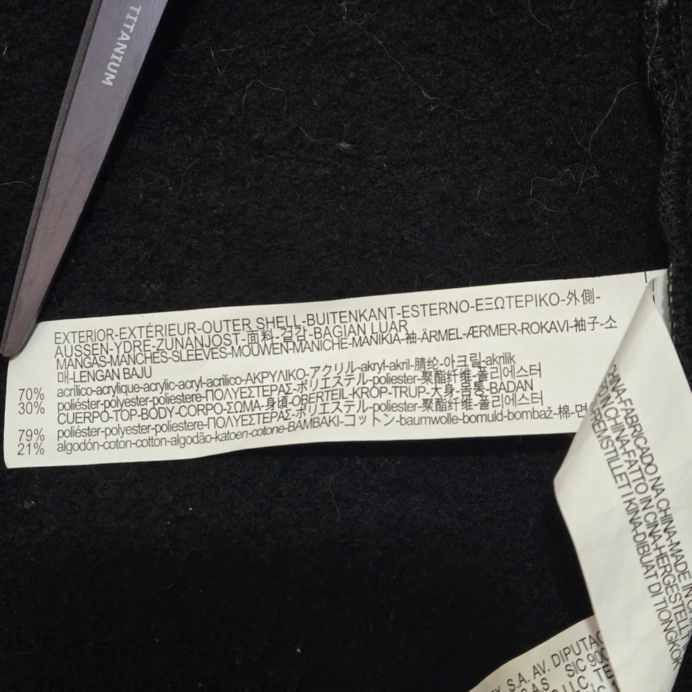 ZARA Black Zippered Hoodie Sweater Black Gray Ombre Faux Fur Sleeves Medium - Picture 15 of 15